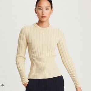 Tory Burch 100% Cashmere Crewneck in Fresh Ivory